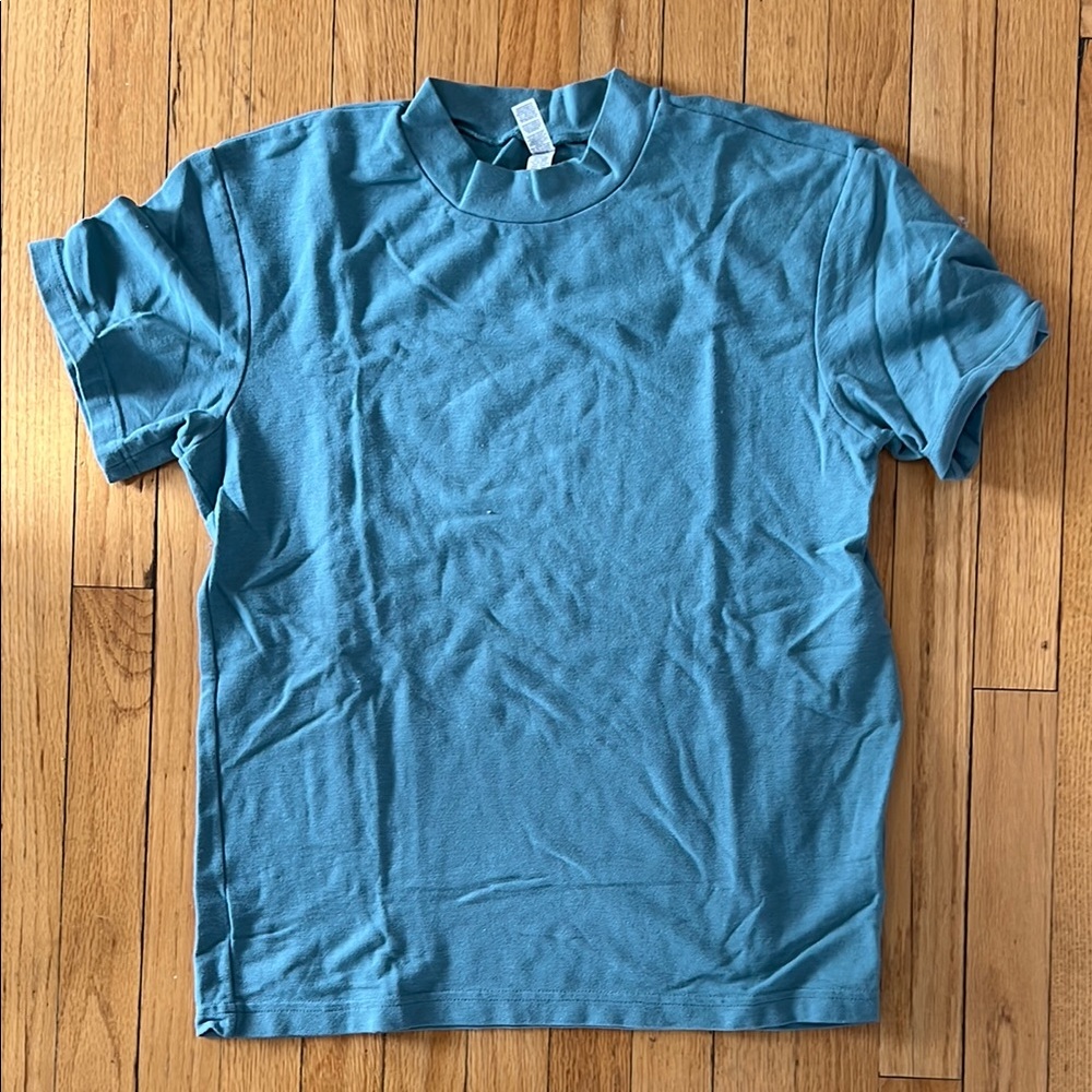 Blue Mock Neck T-Shirt
